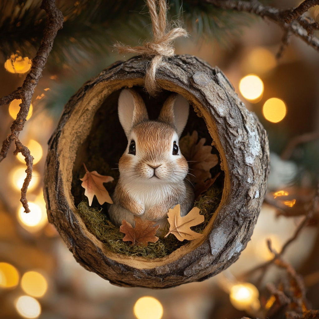 Rabbit Snowy Cottage WN2411070CL Christmas Ornament
