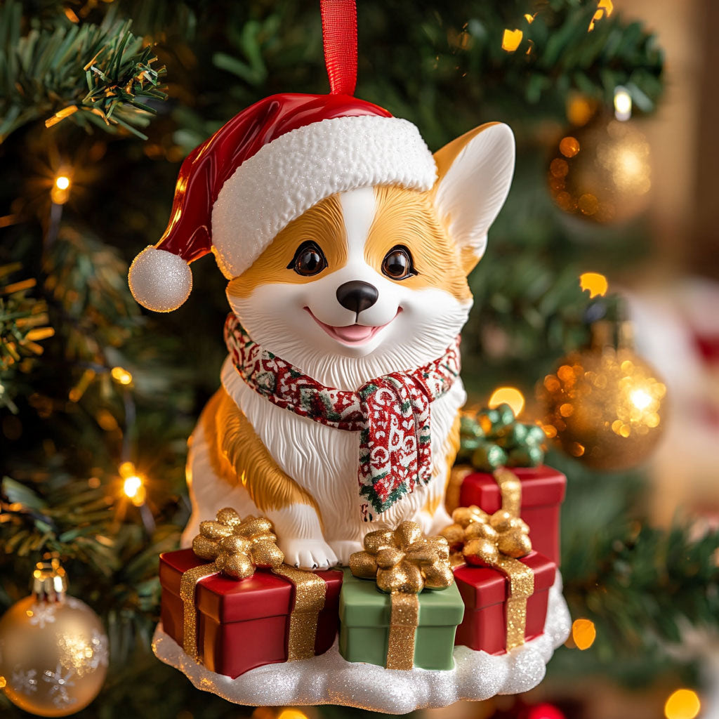 Corgi Present CW1410033CL Christmas Ornament