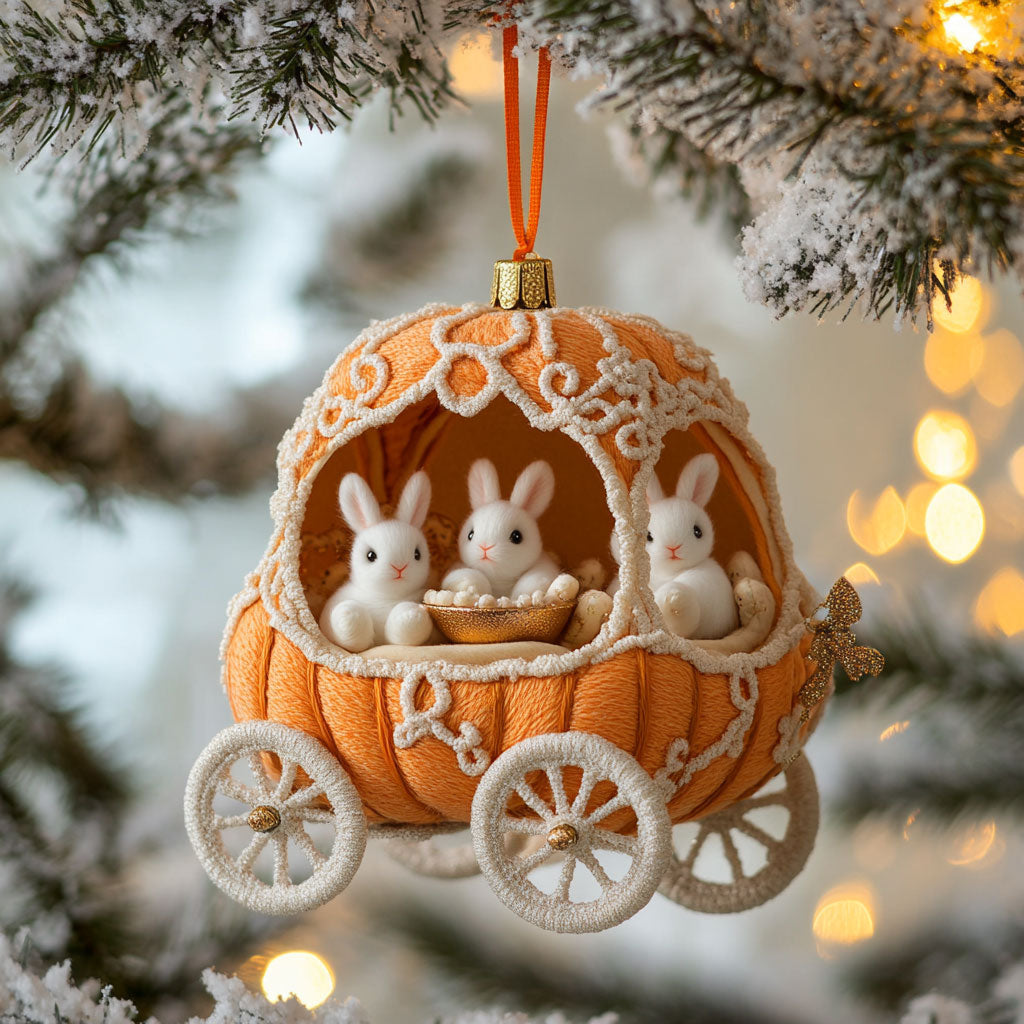 Rabbit Holiday Ride WN0912048CL Christmas Ornament
