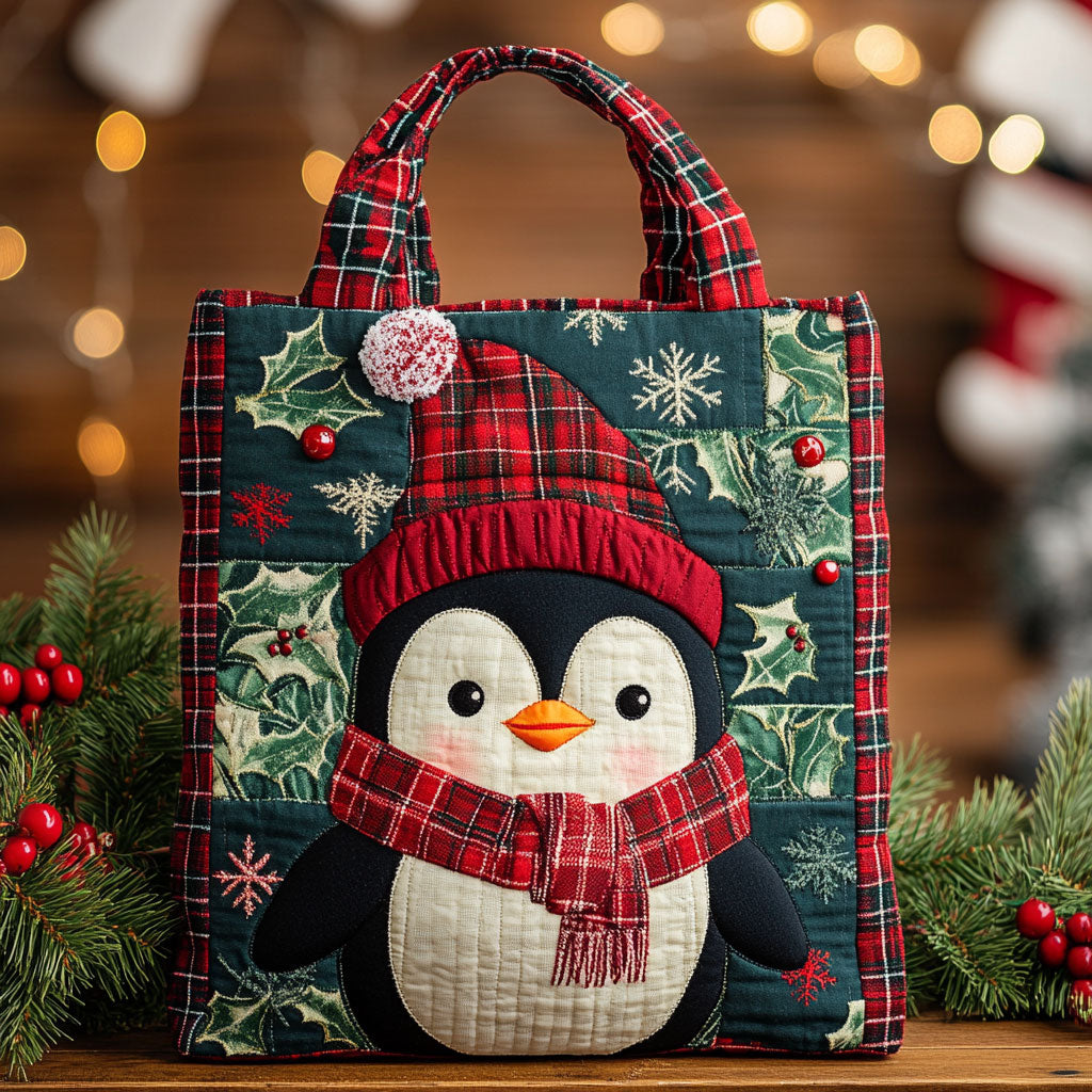 Penguin Cheer CW3110033CL Quilted Tote Bag