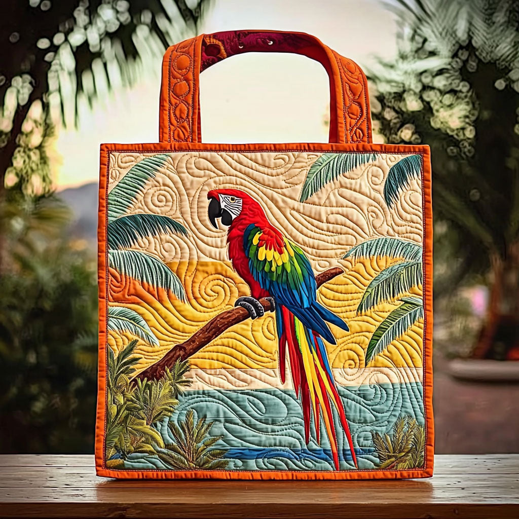Tropical Scarlet Macaw Parrot QA0512022CL Quilted Tote Bag
