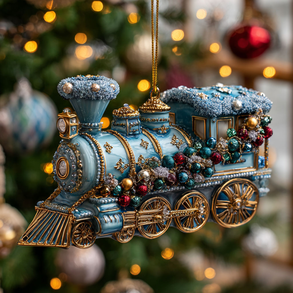Holiday Blue Train CW1012028CL Christmas Ornament