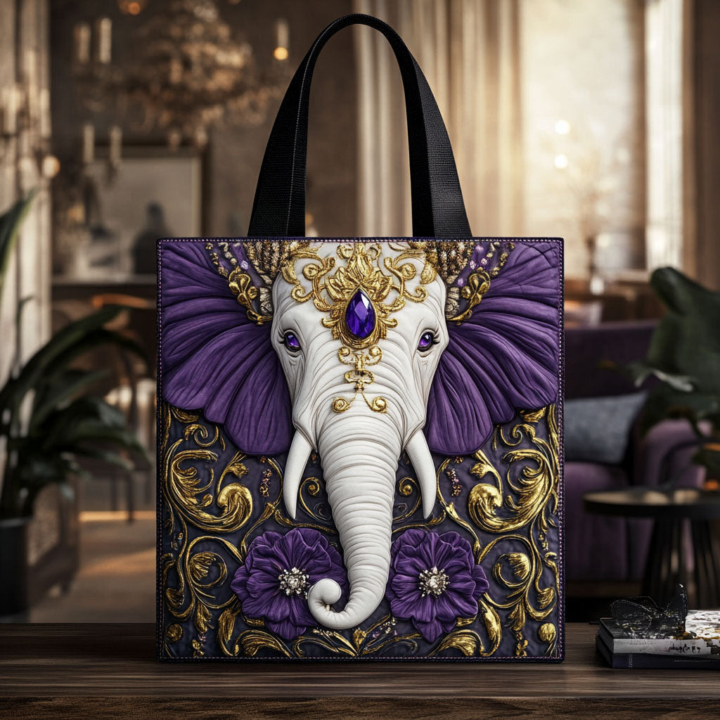 Violet Elephant KL0912023CL Quilted Tote Bag