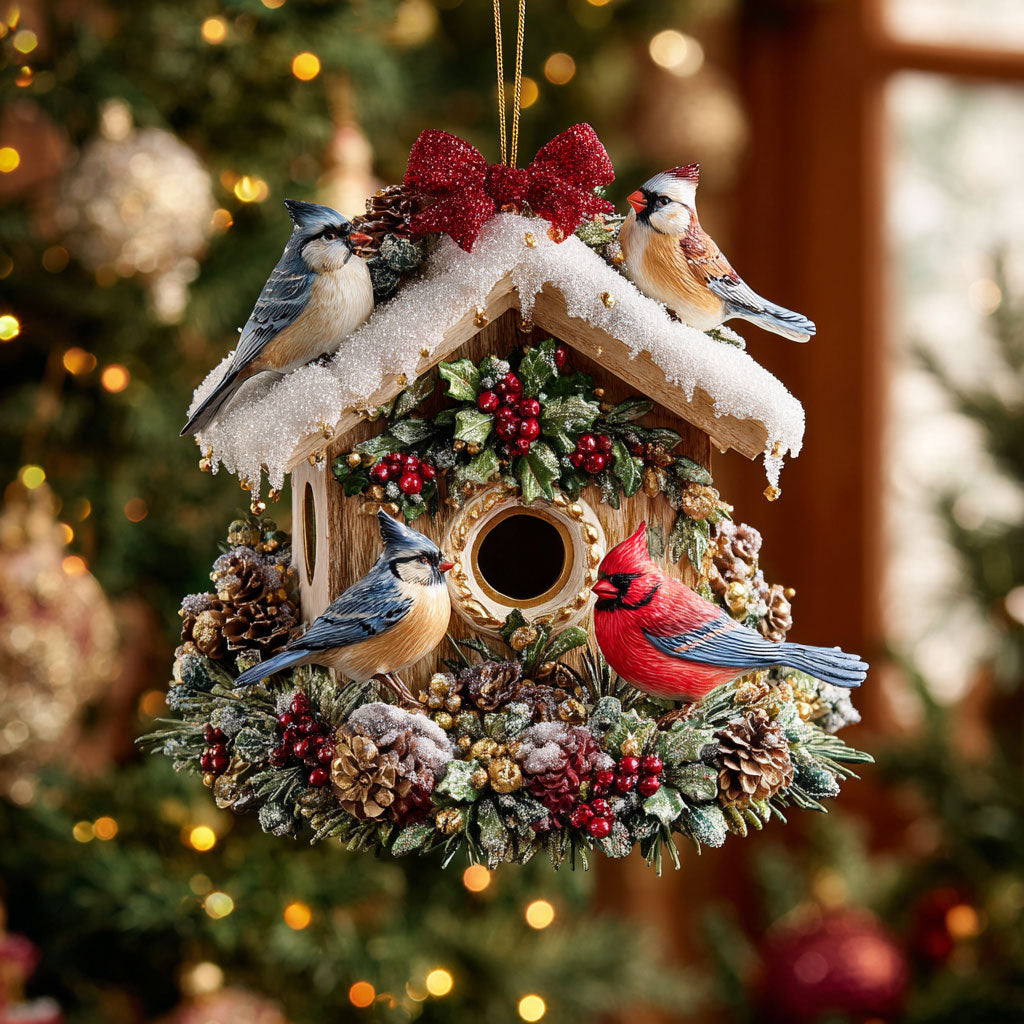 Winter Bird Cottage CW0412114CL Christmas Ornament