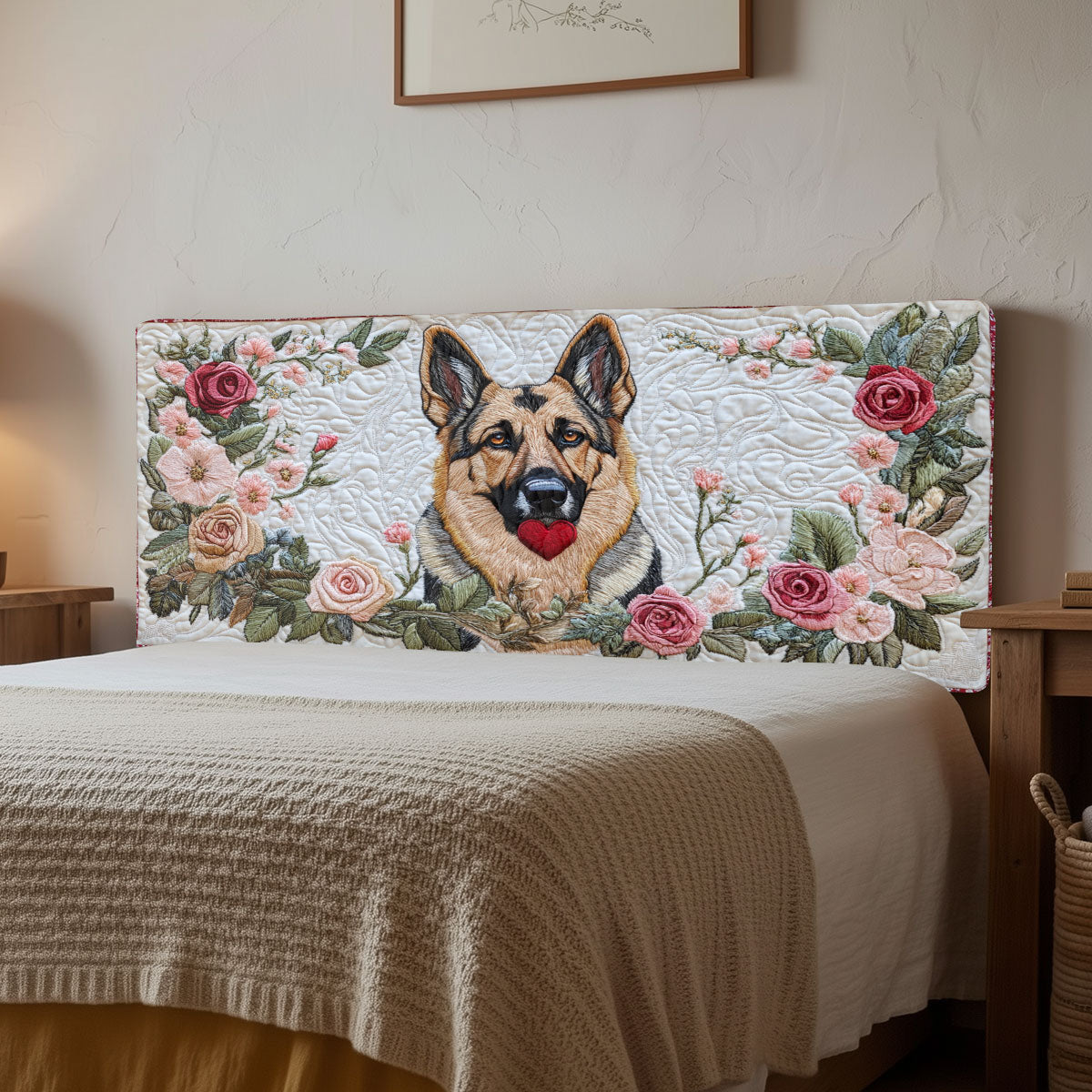 German Shepherd Charm CW2012016CL Quilted Headboard Slipcover