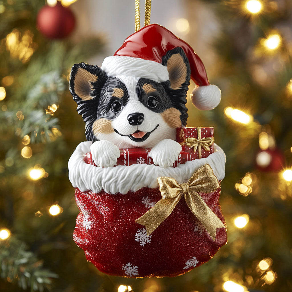 Santa Corgi CP0312067CL Christmas Ornament