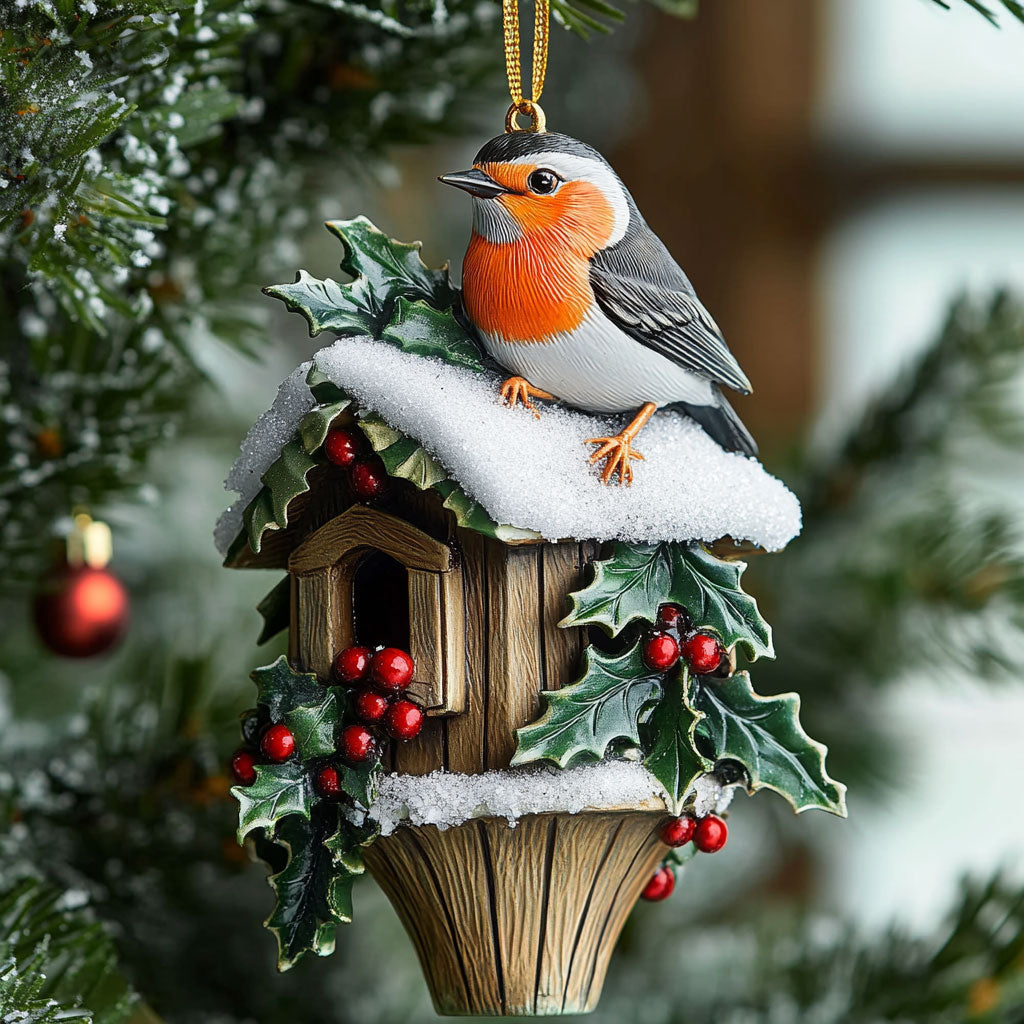 Snow Blessing European Robin WN2810063CL Christmas Ornament