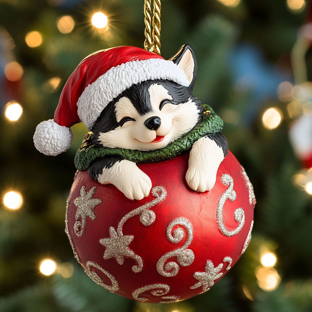 Festive Husky CP0612014CL Christmas Ornament
