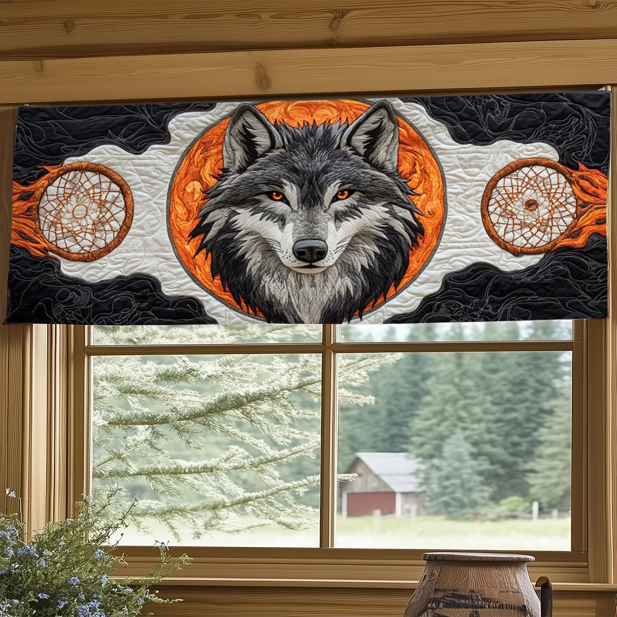 Native Wolf WJ1005036CL Quilted Valance