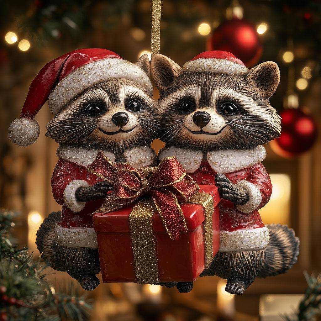 Santa Raccoon Duo LT2110017CL Christmas Ornament