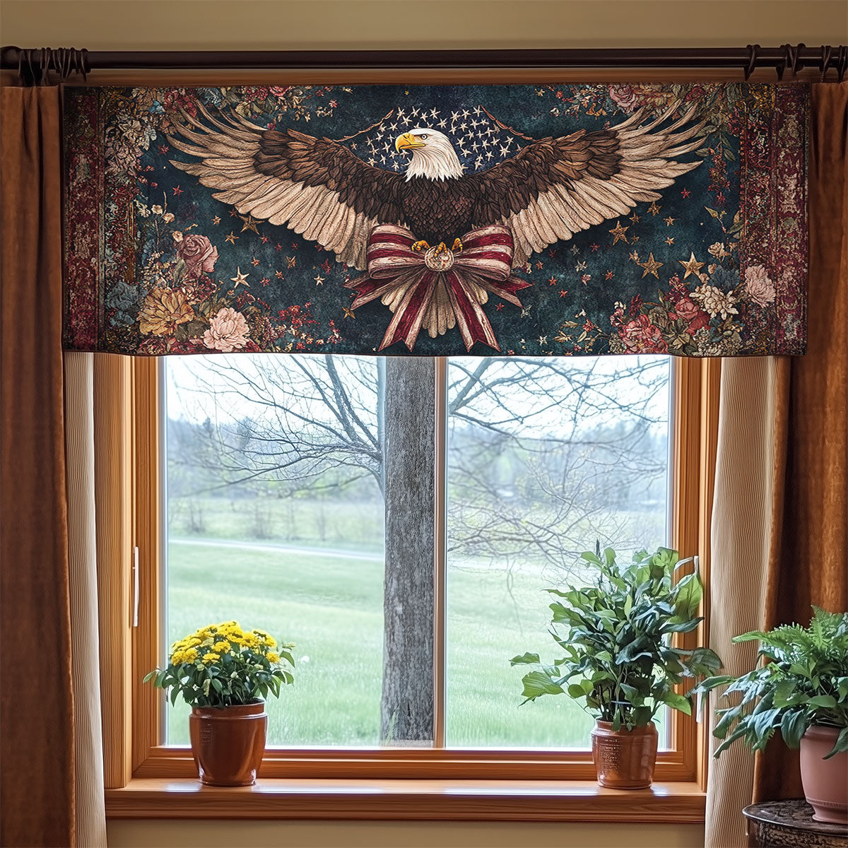Bald Eagle Faith WN1206014CL Quilted Valance