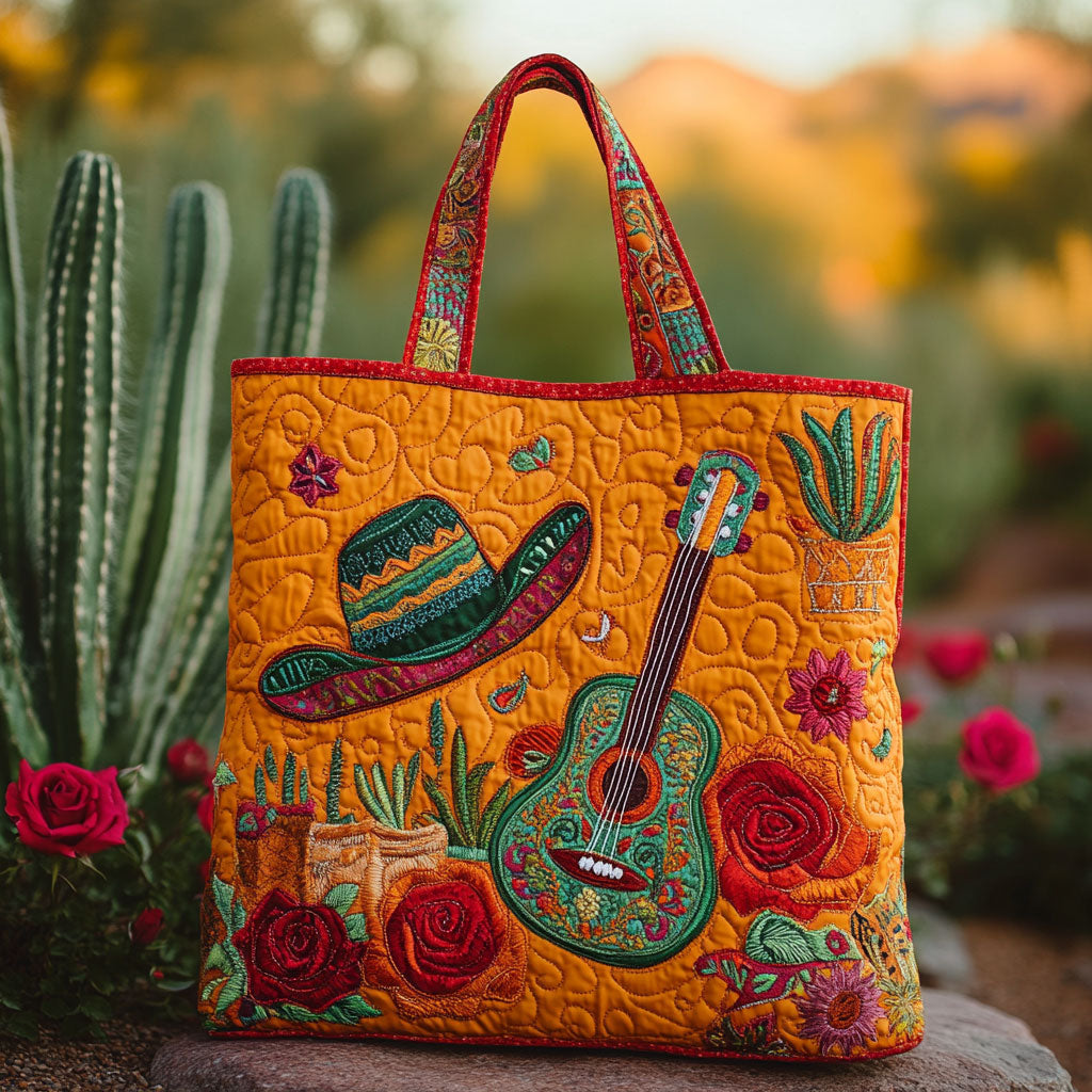 Marigold Guitar WN2010041CL Quilted Tote Bag