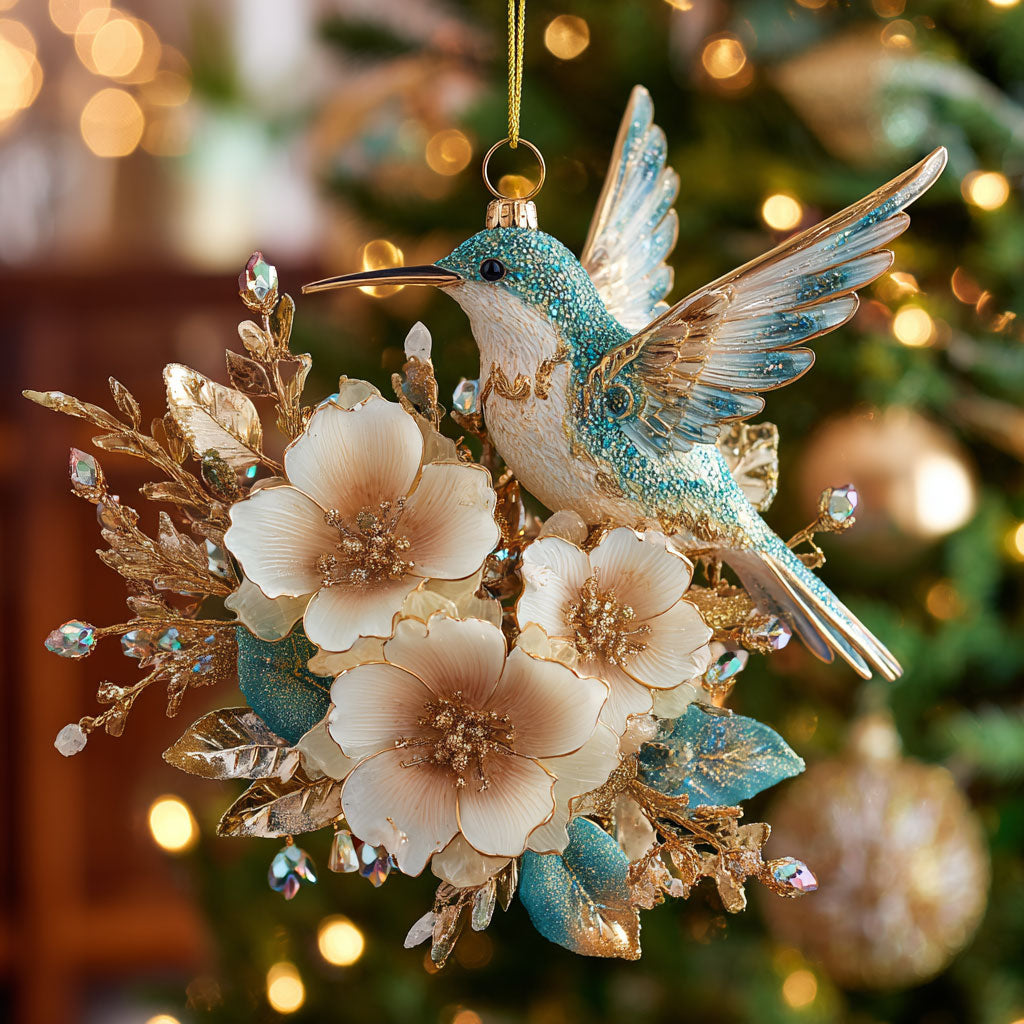 Flower Hummingbird CW0412090CL Christmas Ornament