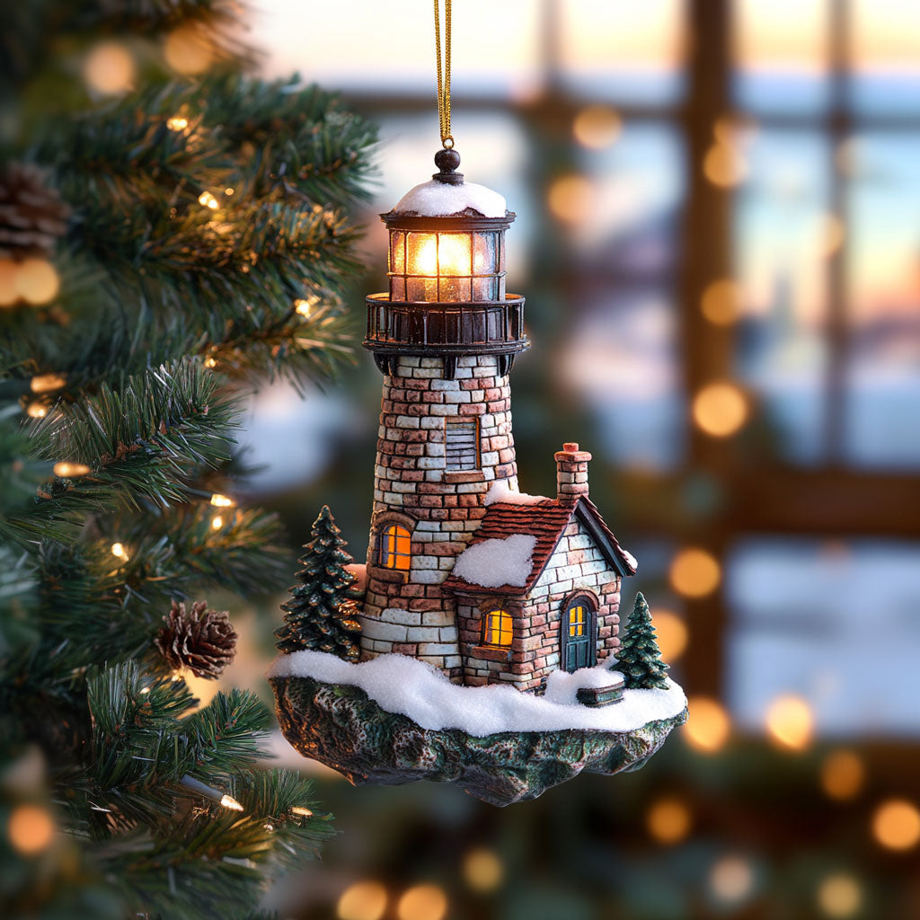Lighthouse Frosty Cottage WN2611059CL Christmas Ornament
