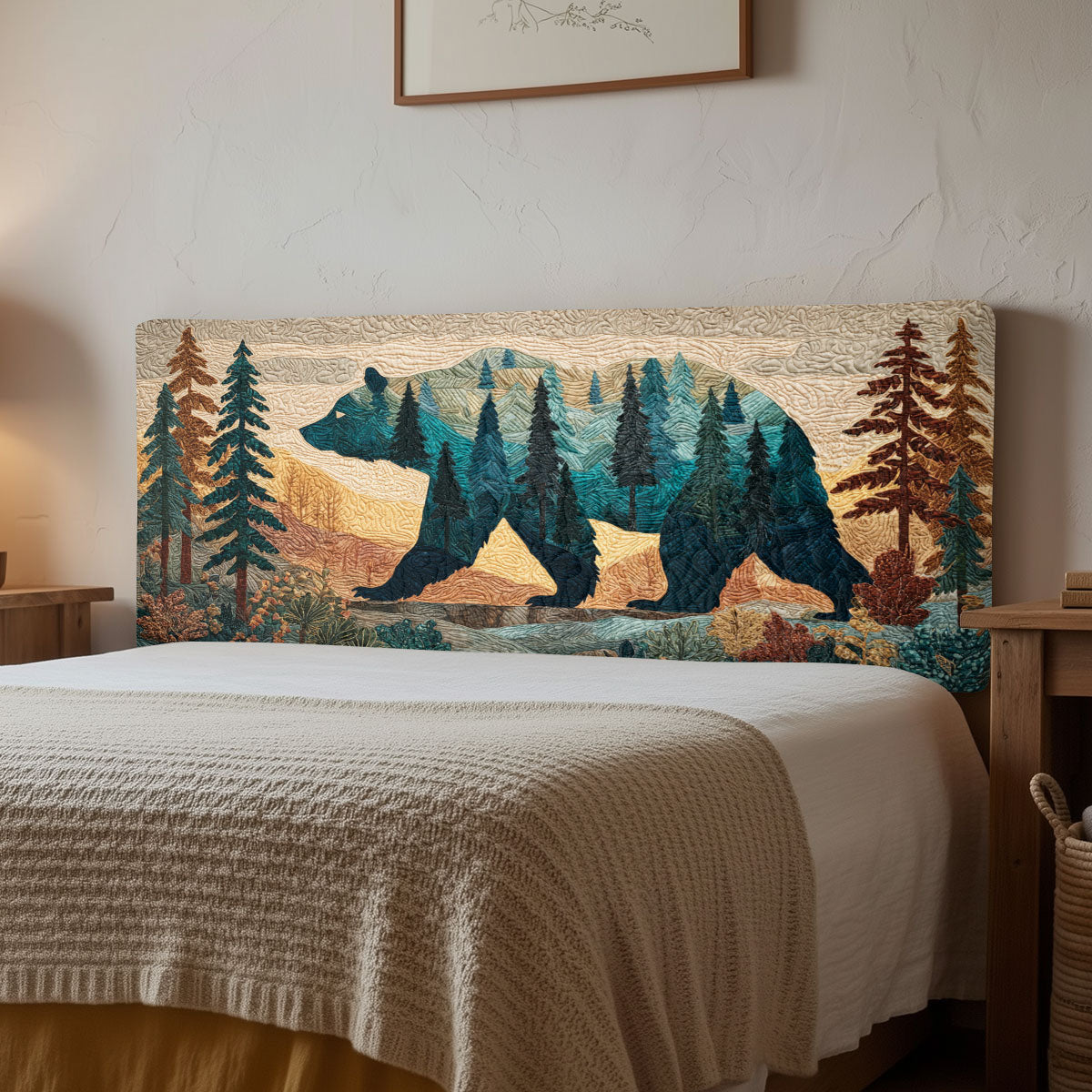 Evergreen Trail Bear CW2612005CL Quilted Headboard Slipcover