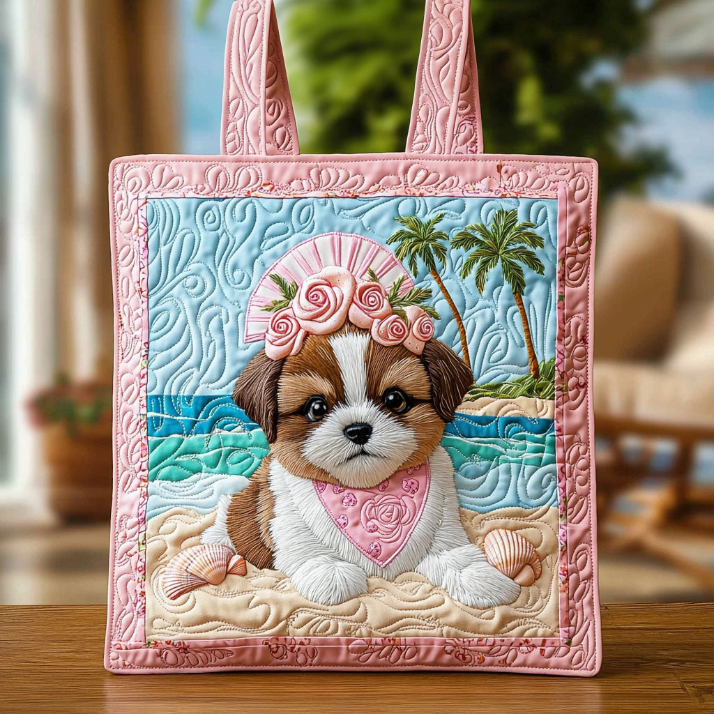 Graceful Shih Tzu QA1112040CL Quilted Tote Bag
