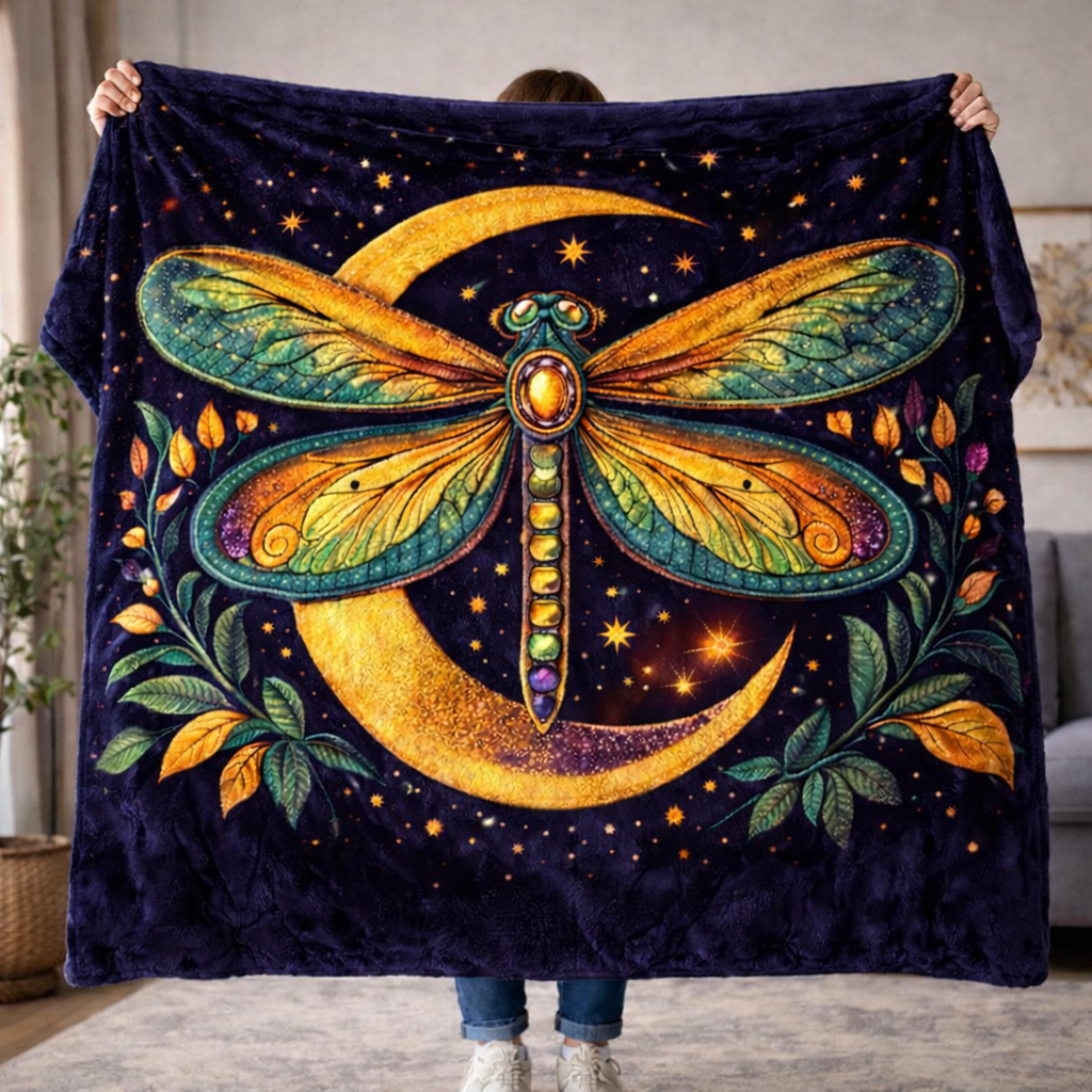 Crescent Moon Dragonfly QA2901005CL Faux Fur Throw Blanket