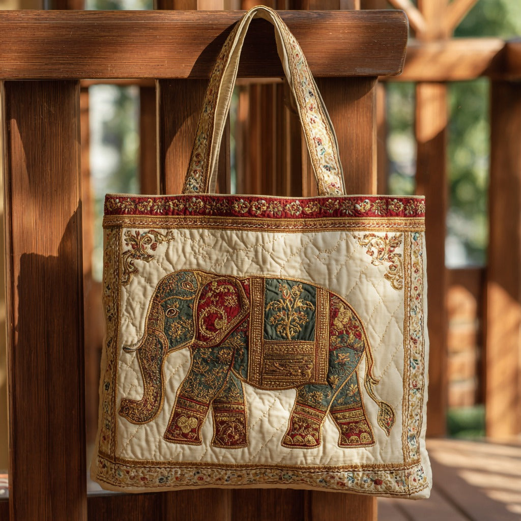 Golden Royal Elephant XR1811011CL Quilted Tote Bag