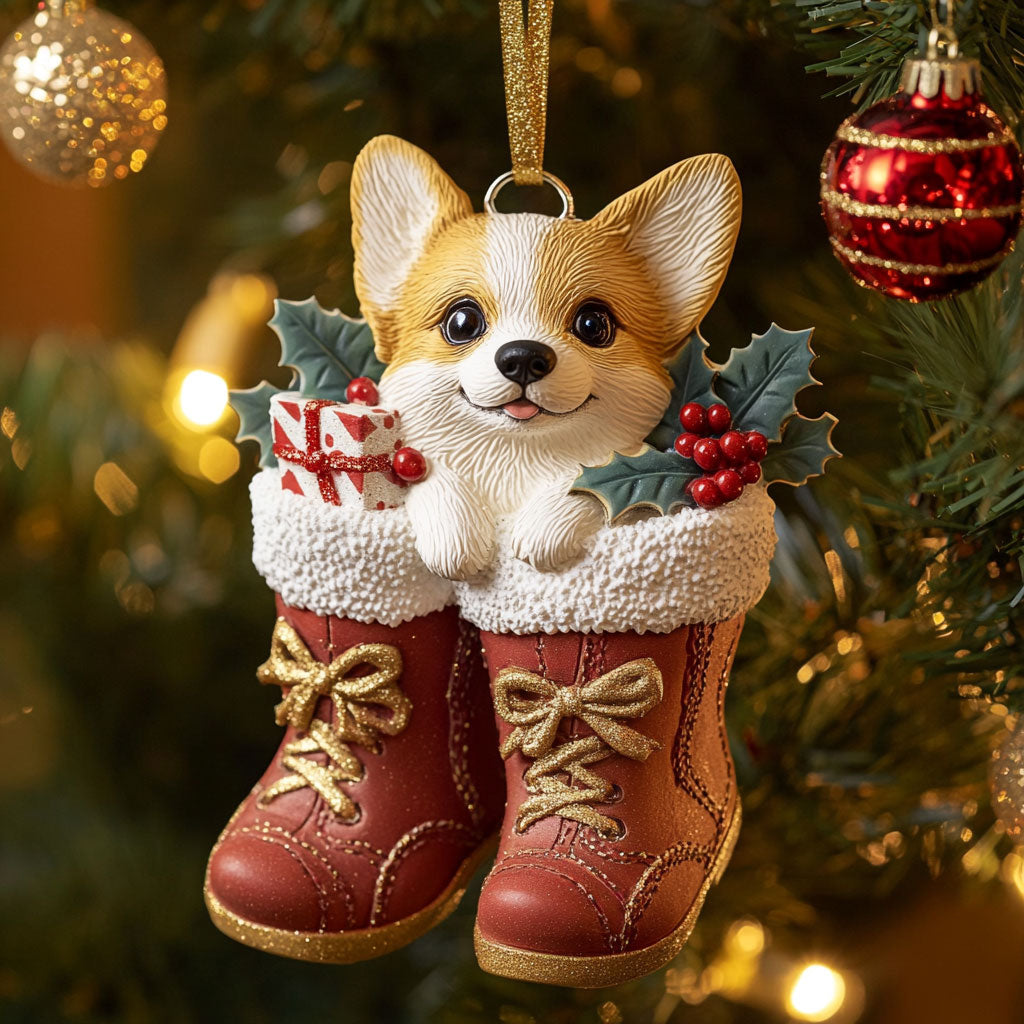 Christmas Corgi Boots CW2310023CL Christmas Ornament