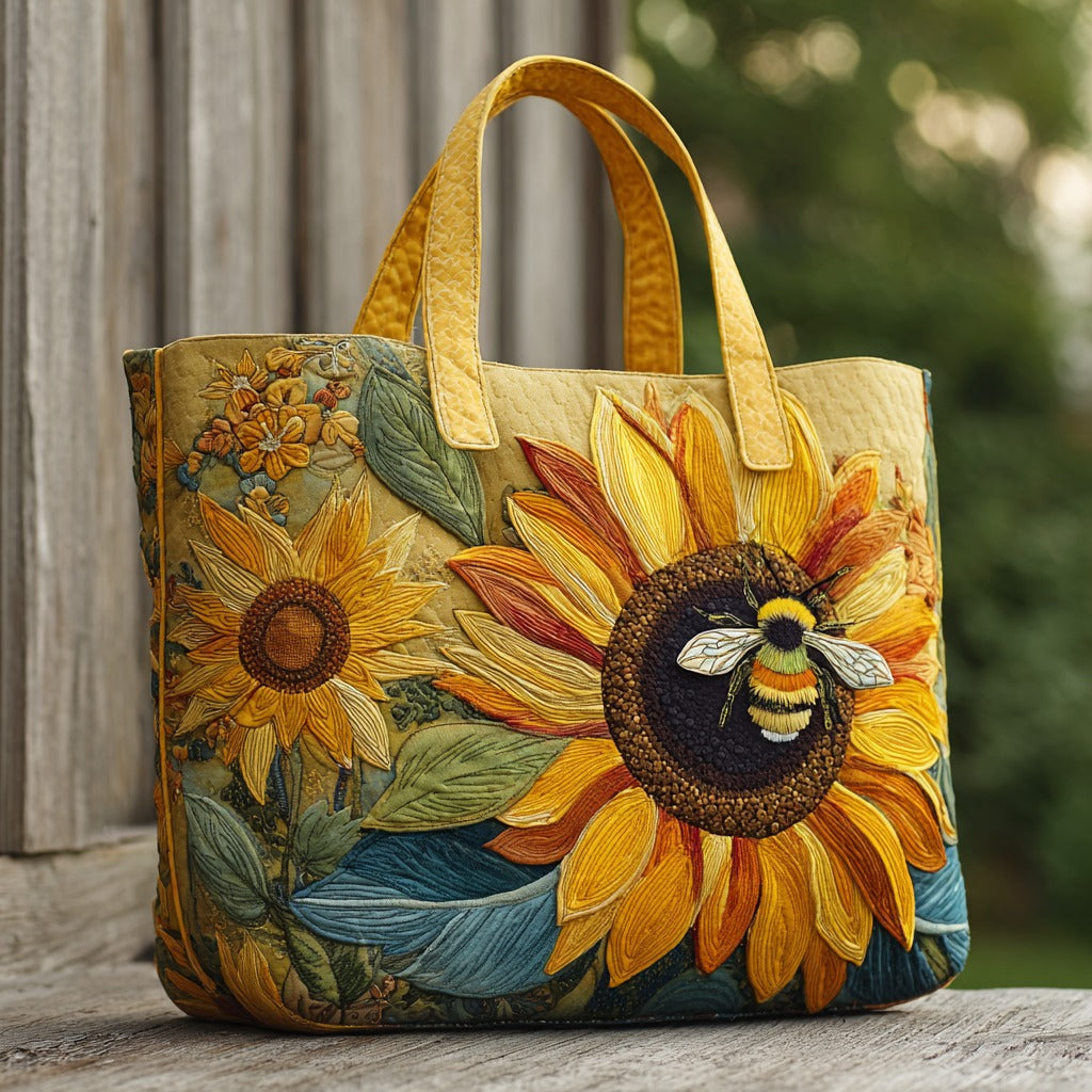 Bee Sunflower XR2411008CL Quilted Tote Bag