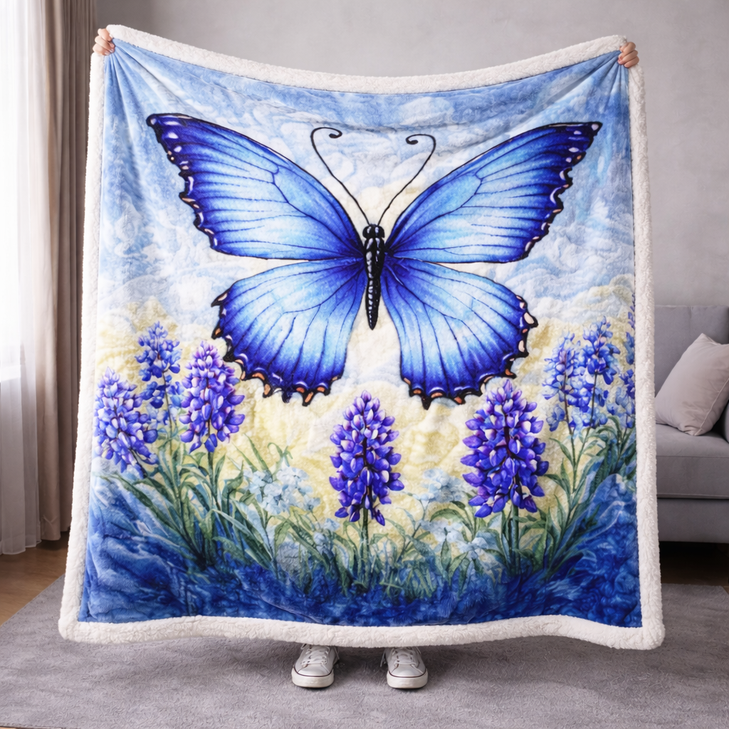 Lavender Butterfly QA3001005CL Faux Fur Throw Blanket