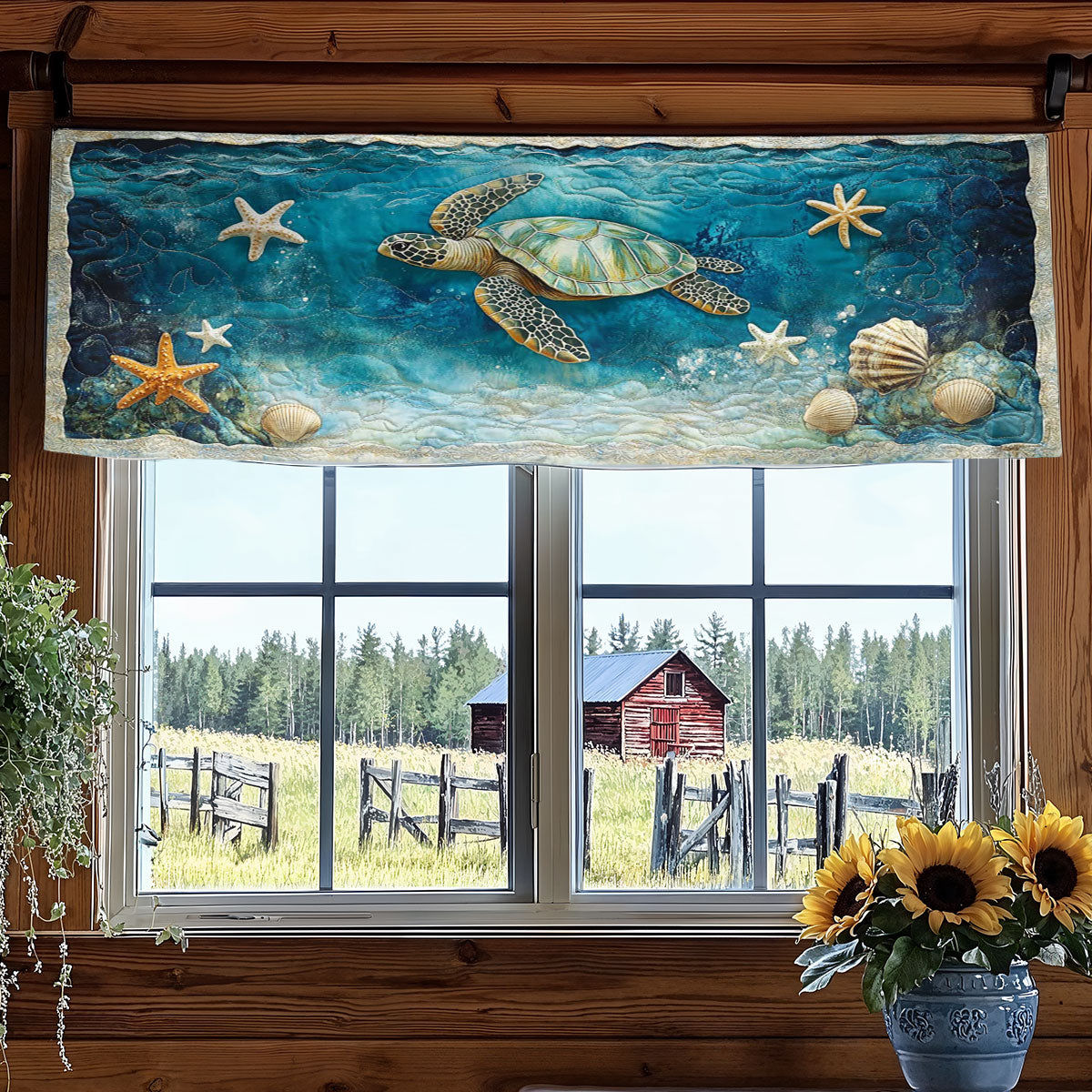 Serene Turtle WN2003048CL Quilted Valance