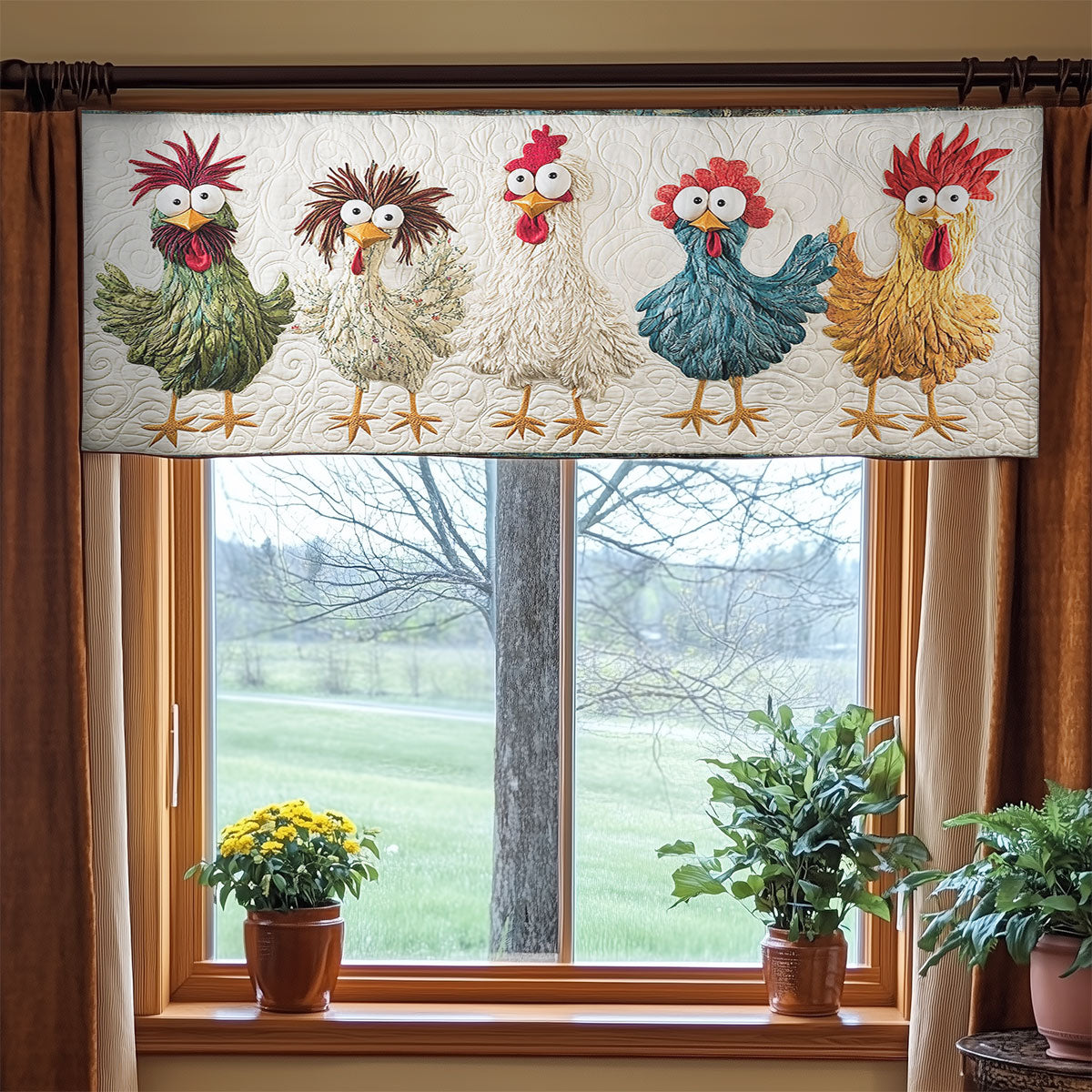 Chicken Colorburst WN1406049CL Quilted Valance