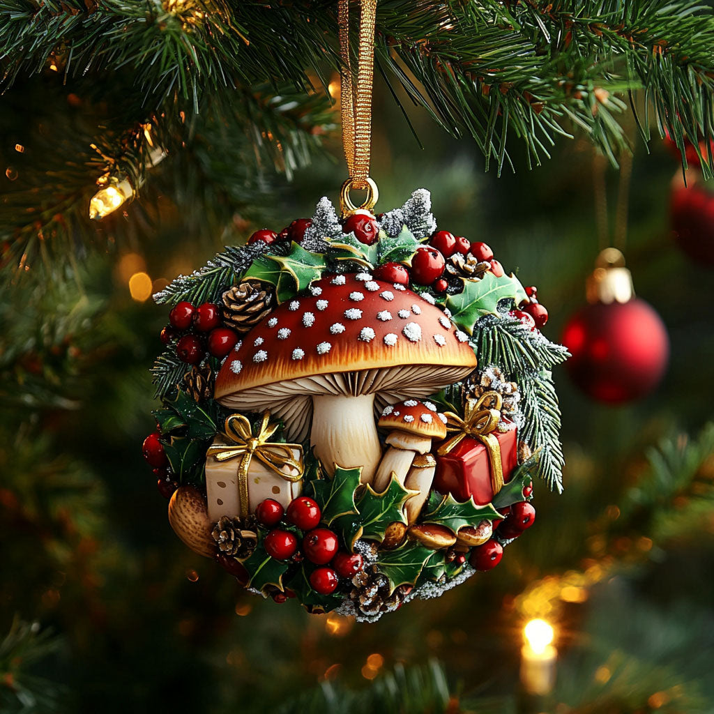 Snowy Pine Mushroom WN2310055CL Christmas Ornament