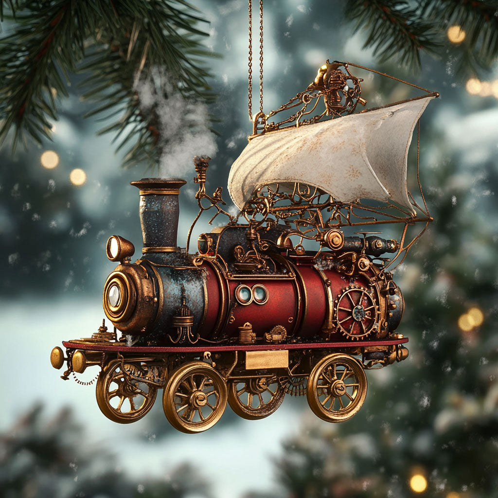 Steampunk Flying Carriage Steam Glider WN0412059CL Christmas Ornament