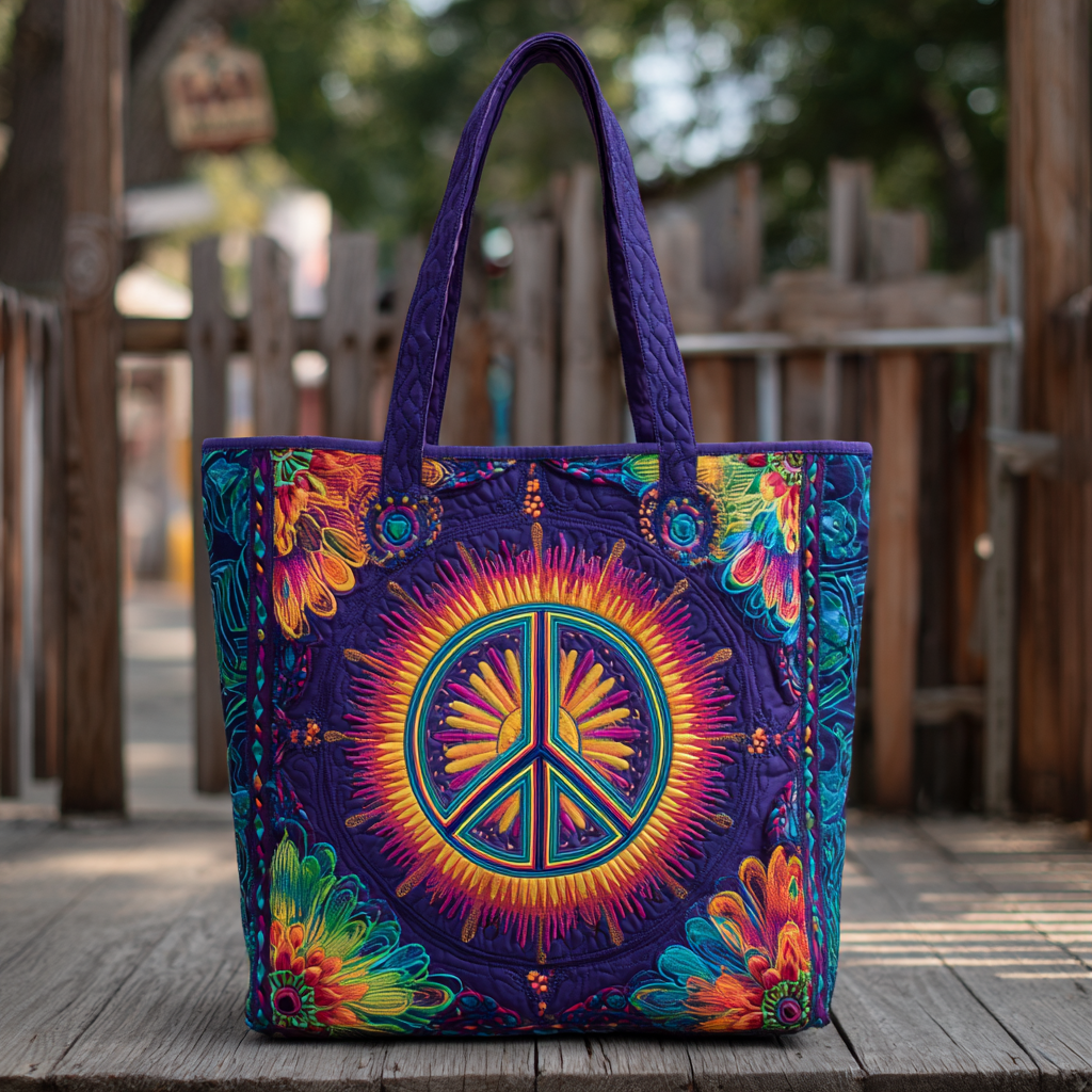 Blooming Peace XR0212015CL Quilted Tote Bag