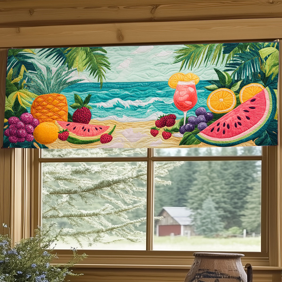 Tropical Beach Picnic WJ0204019CL Quilted Valance