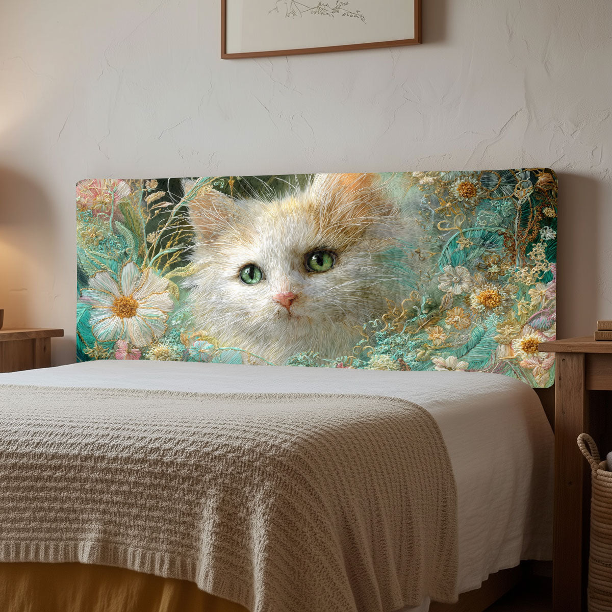 Cat in Dream Garden CW2212008CL Quilted Headboard Slipcover