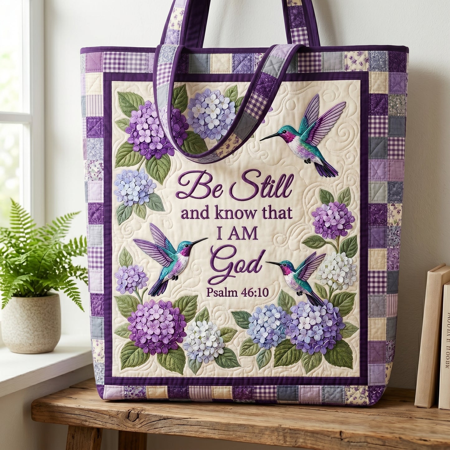 Be Still Hummingbird XR1604022CL Quilted Tote Bag