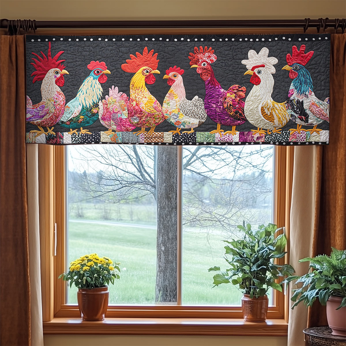 Chicken Picnic Parade WN1406054CL Quilted Valance
