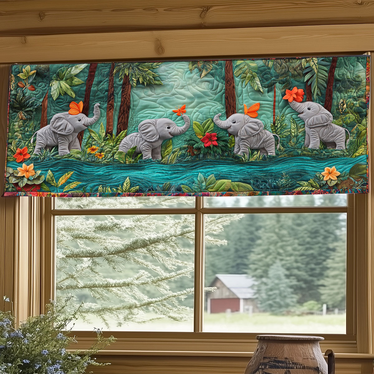 Tropical Elephant WJ1704044CL Quilted Valance