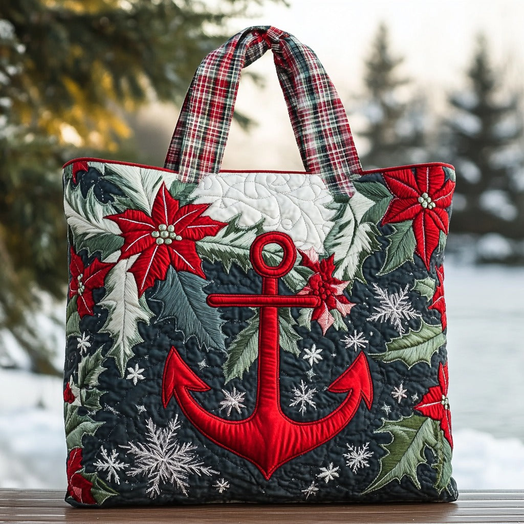 Anchor And Poinsettia XR3010003CL Quilted Tote Bag