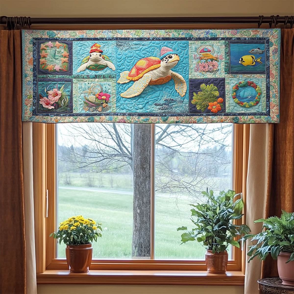 Turtle Waves WN2406092CL Quilted Valance