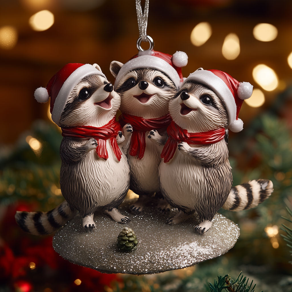 Three Raccoons Caroling LT2110025CL Christmas Ornament