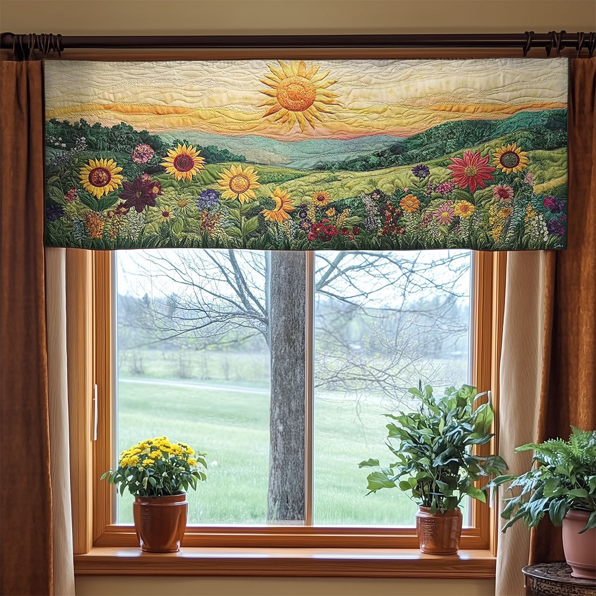 Dancing Sunflower WN2003064CL Quilted Valance