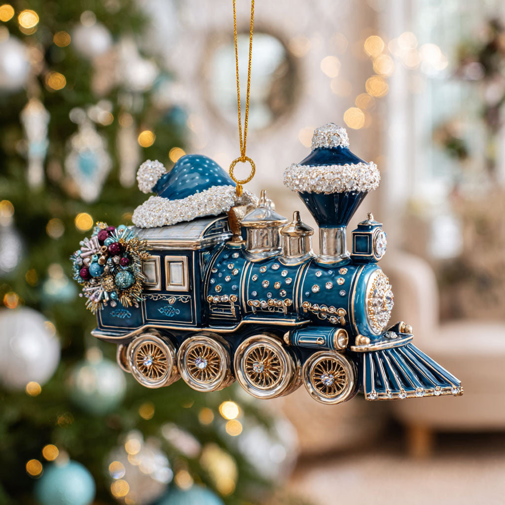 Blue Train Glow CW1012004CL Christmas Ornament