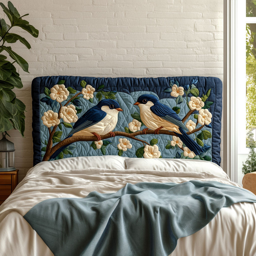 Timeless Bluebirds KL1301024CL Quilted Headboard Slipcover
