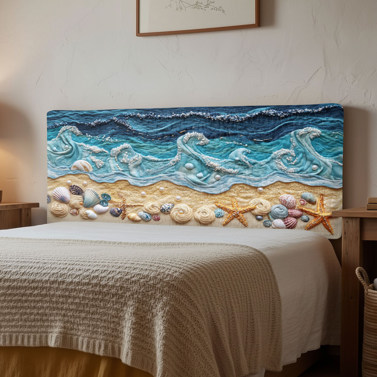 Beach Blue Wave CW1212002CL Quilted Headboard Slipcover