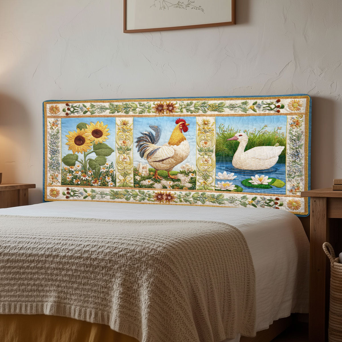 Golden Sunflower Poultry CW0301006CL Quilted Headboard Slipcover