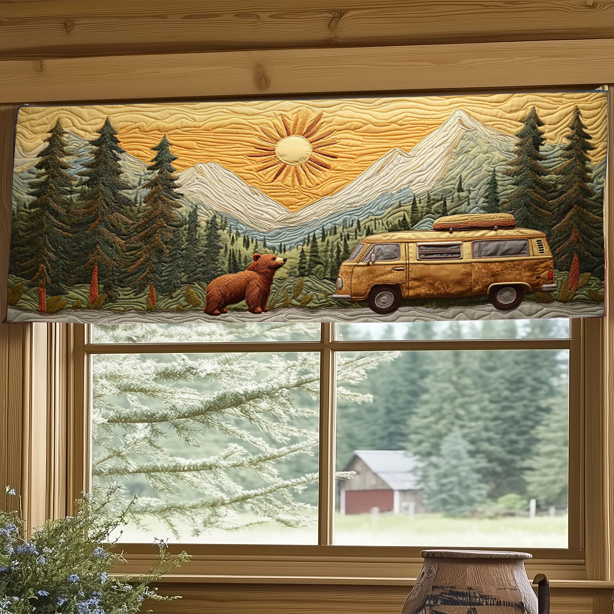 Camping Bear WJ2105024CL Quilted Valance