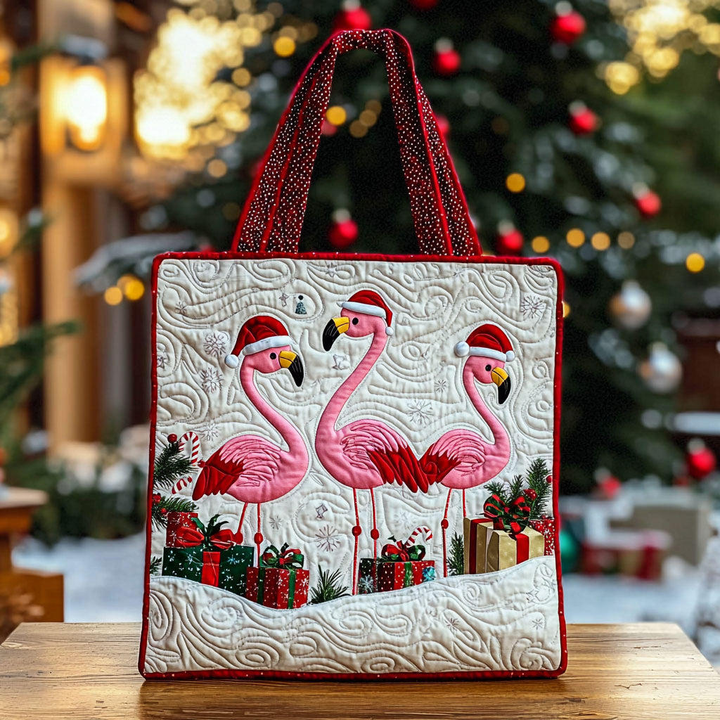 Christmas Flamingo QA0412032CL Quilted Tote Bag