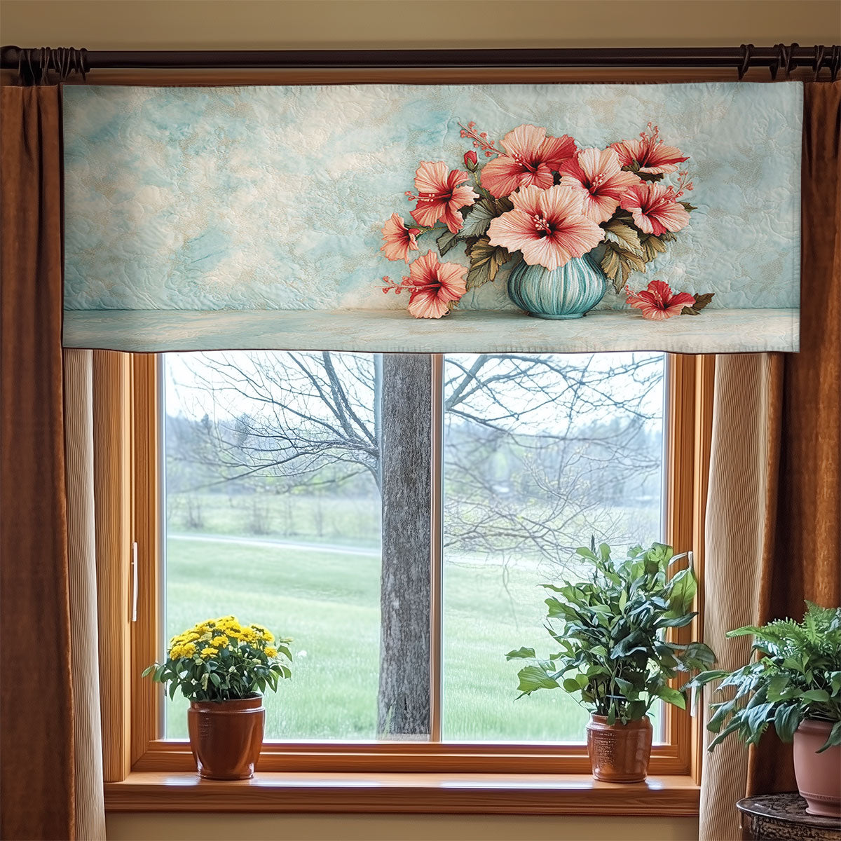 Hibiscus Ripple WN1906047CL Quilted Valance
