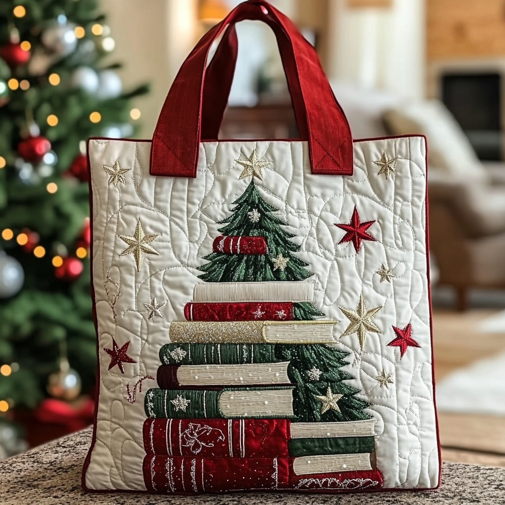 Merry Bookmas XR3010025CL Quilted Tote Bag