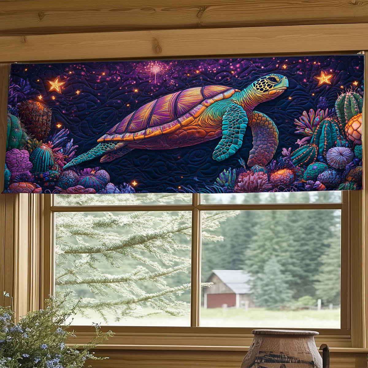 Cosmic Turtle Drift WJ2306024CL Quilted Valance
