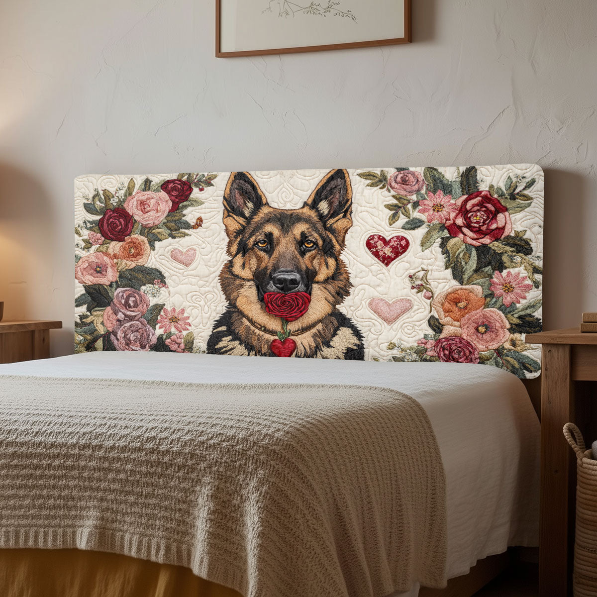 German Shepherd Garden CW2012017CL Quilted Headboard Slipcover
