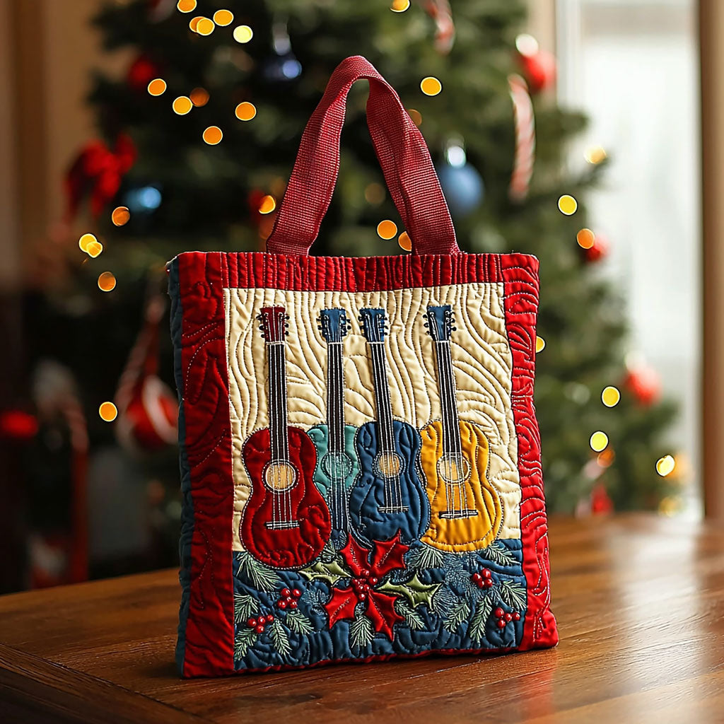 Christmas Guitar QA2711021CL Quilted Tote Bag